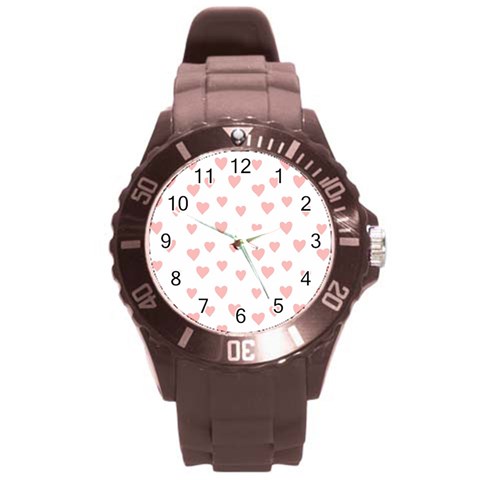 Small Cute Hearts   Round Plastic Sport Watch (L) from ArtsNow.com Front