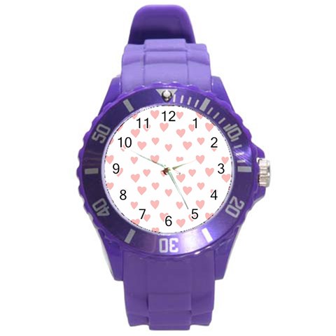 Small Cute Hearts   Round Plastic Sport Watch (L) from ArtsNow.com Front