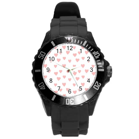 Small Cute Hearts   Round Plastic Sport Watch (L) from ArtsNow.com Front