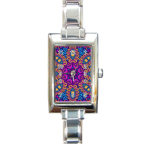 Mandala Fishes Rectangle Italian Charm Watch from ArtsNow.com Front