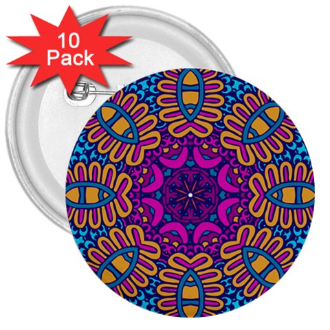 Mandala Fishes 3  Button (10 pack) from ArtsNow.com Front