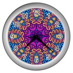 Mandala Fishes Wall Clock (Silver)