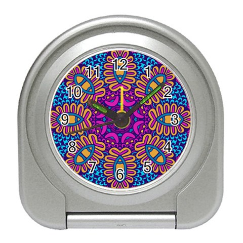 Mandala Fishes Travel Alarm Clock from ArtsNow.com Front