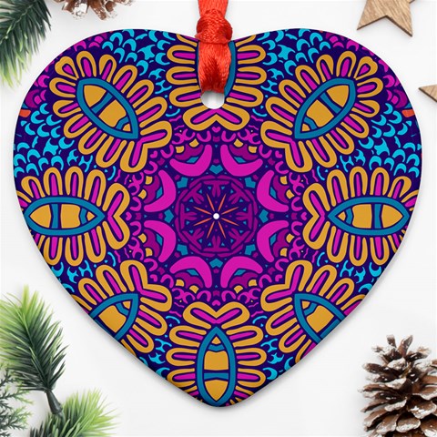 Mandala Fishes Heart Ornament (Two Sides) from ArtsNow.com Front