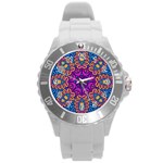 Mandala Fishes Round Plastic Sport Watch (L)