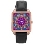 Mandala Fishes Rose Gold Leather Watch 