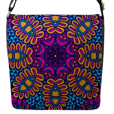 Mandala Fishes Flap Closure Messenger Bag (S) from ArtsNow.com Front