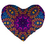 Mandala Fishes Large 19  Premium Flano Heart Shape Cushion