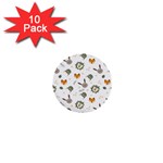 Rabbit, Lions And Nuts   1  Mini Button (10 pack) 