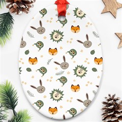 Rabbit, Lions And Nuts   Oval Ornament (Two Sides) from ArtsNow.com Front