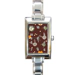 Rabbits, Owls And Cute Little Porcupines  Rectangle Italian Charm Watch