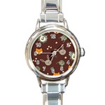 Rabbits, Owls And Cute Little Porcupines  Round Italian Charm Watch