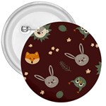 Rabbits, Owls And Cute Little Porcupines  3  Button