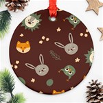 Rabbits, Owls And Cute Little Porcupines  Ornament (Round)