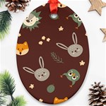 Rabbits, Owls And Cute Little Porcupines  Ornament (Oval)