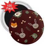 Rabbits, Owls And Cute Little Porcupines  3  Magnet (100 pack)