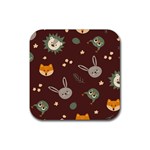 Rabbits, Owls And Cute Little Porcupines  Rubber Coaster (Square)