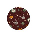 Rabbits, Owls And Cute Little Porcupines  Rubber Coaster (Round)