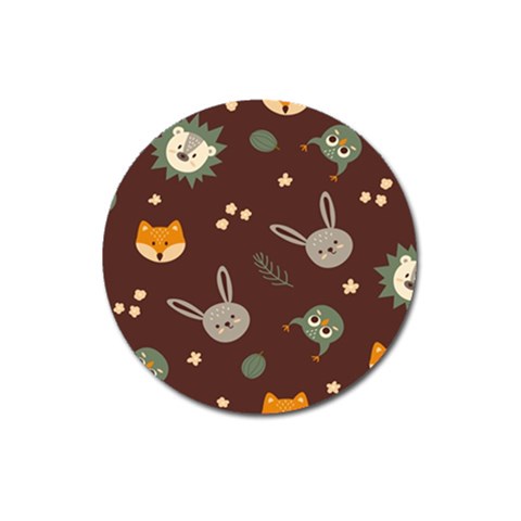 Rabbits, Owls And Cute Little Porcupines  Magnet 3  (Round) from ArtsNow.com Front