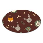 Rabbits, Owls And Cute Little Porcupines  Magnet (Oval)