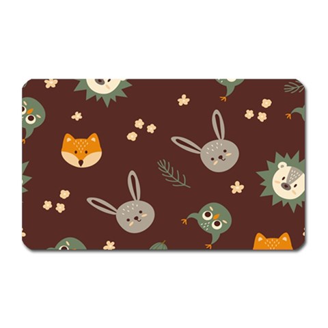 Rabbits, Owls And Cute Little Porcupines  Magnet (Rectangular) from ArtsNow.com Front