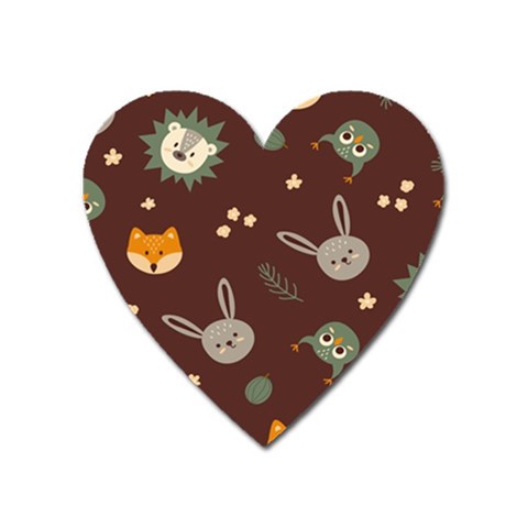 Rabbits, Owls And Cute Little Porcupines  Magnet (Heart) from ArtsNow.com Front