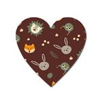 Rabbits, Owls And Cute Little Porcupines  Magnet (Heart)