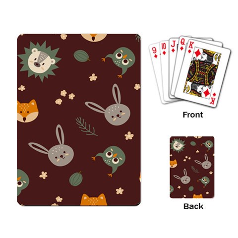 Rabbits, Owls And Cute Little Porcupines  Playing Cards Single Design (Rectangle) from ArtsNow.com Back