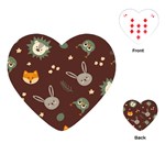 Rabbits, Owls And Cute Little Porcupines  Playing Cards Single Design (Heart)