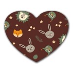 Rabbits, Owls And Cute Little Porcupines  Heart Mousepad