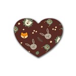 Rabbits, Owls And Cute Little Porcupines  Rubber Coaster (Heart)