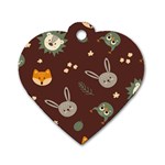 Rabbits, Owls And Cute Little Porcupines  Dog Tag Heart (One Side)