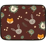 Rabbits, Owls And Cute Little Porcupines  Fleece Blanket (Mini)