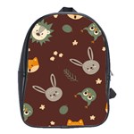 Rabbits, Owls And Cute Little Porcupines  School Bag (Large)