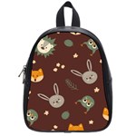 Rabbits, Owls And Cute Little Porcupines  School Bag (Small)