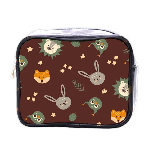 Rabbits, Owls And Cute Little Porcupines  Mini Toiletries Bag (One Side) from ArtsNow.com Front