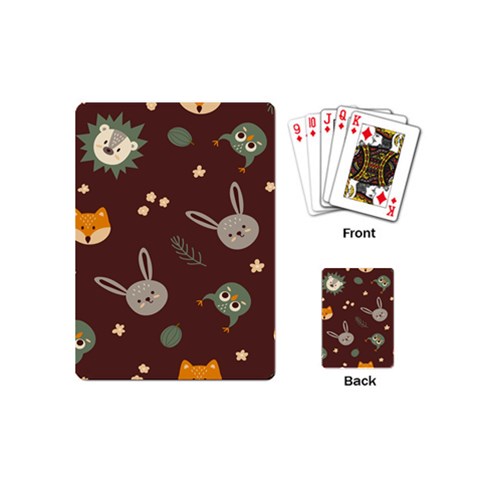 Rabbits, Owls And Cute Little Porcupines  Playing Cards Single Design (Mini) from ArtsNow.com Back