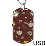 Rabbits, Owls And Cute Little Porcupines  Dog Tag USB Flash (One Side)