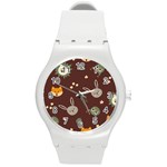 Rabbits, Owls And Cute Little Porcupines  Round Plastic Sport Watch (M)