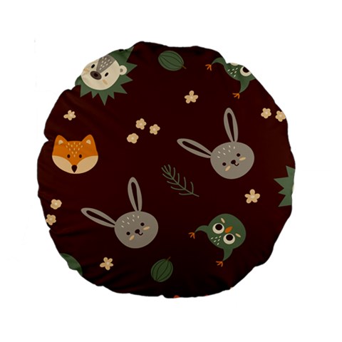 Rabbits, Owls And Cute Little Porcupines  Standard 15  Premium Round Cushion  from ArtsNow.com Front