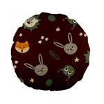 Rabbits, Owls And Cute Little Porcupines  Standard 15  Premium Round Cushion 