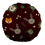 Rabbits, Owls And Cute Little Porcupines  Large 18  Premium Round Cushion 