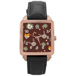 Rabbits, Owls And Cute Little Porcupines  Rose Gold Leather Watch 