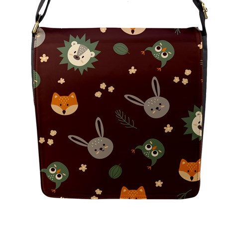 Rabbits, Owls And Cute Little Porcupines  Flap Closure Messenger Bag (L) from ArtsNow.com Front