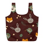 Rabbits, Owls And Cute Little Porcupines  Full Print Recycle Bag (L)