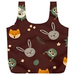 Rabbits, Owls And Cute Little Porcupines  Full Print Recycle Bag (XL)