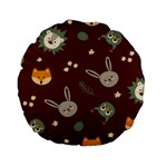 Rabbits, Owls And Cute Little Porcupines  Standard 15  Premium Flano Round Cushion 