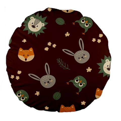 Rabbits, Owls And Cute Little Porcupines  Large 18  Premium Flano Round Cushion  from ArtsNow.com Front