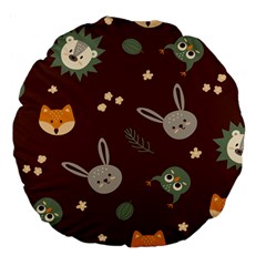 Rabbits, Owls And Cute Little Porcupines  Large 18  Premium Flano Round Cushion  from ArtsNow.com Front