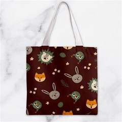 Rabbits, Owls And Cute Little Porcupines  Zipper Grocery Tote Bag from ArtsNow.com Front